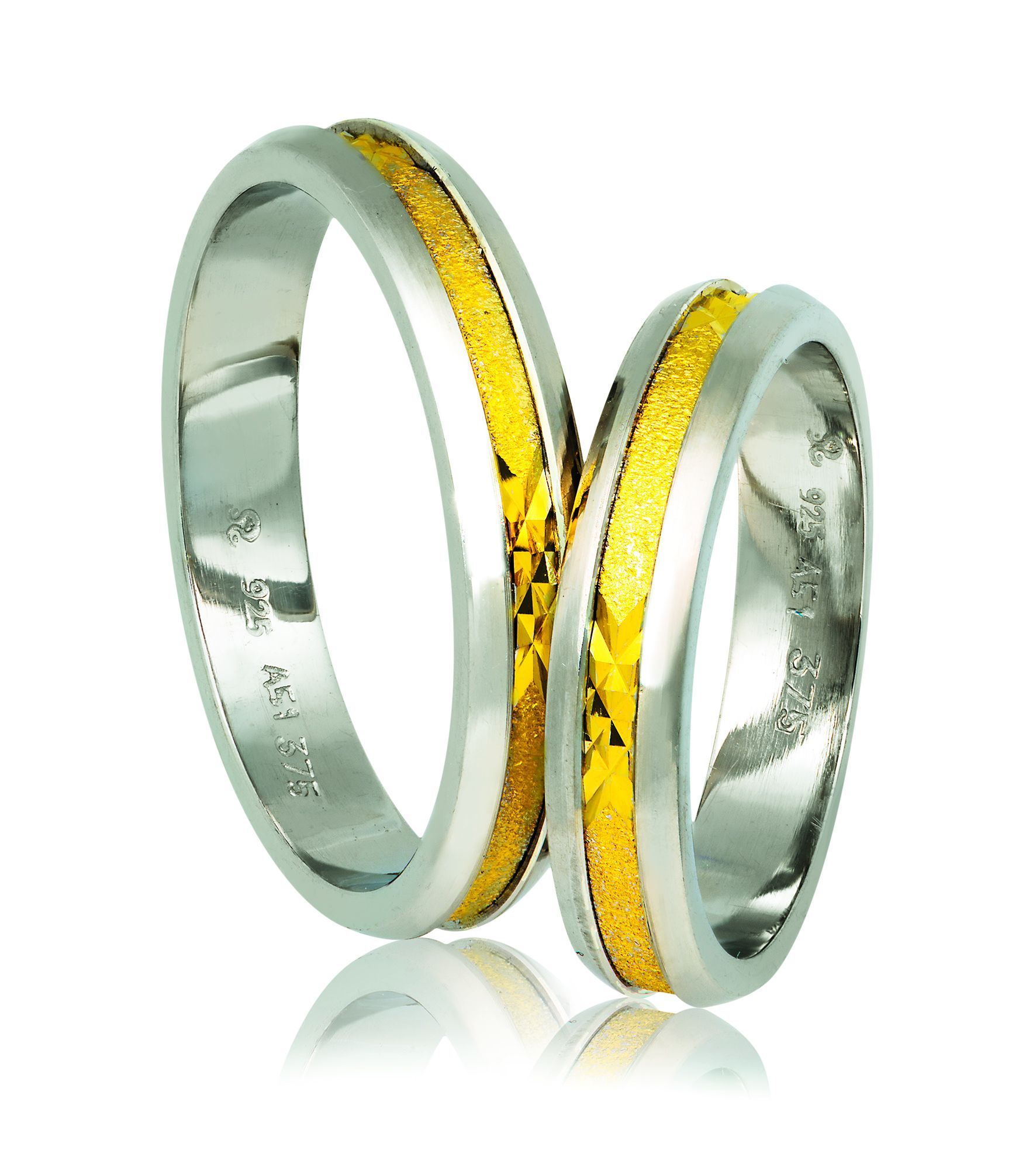 White gold & gold wedding rings 4.3mm ( code A722)